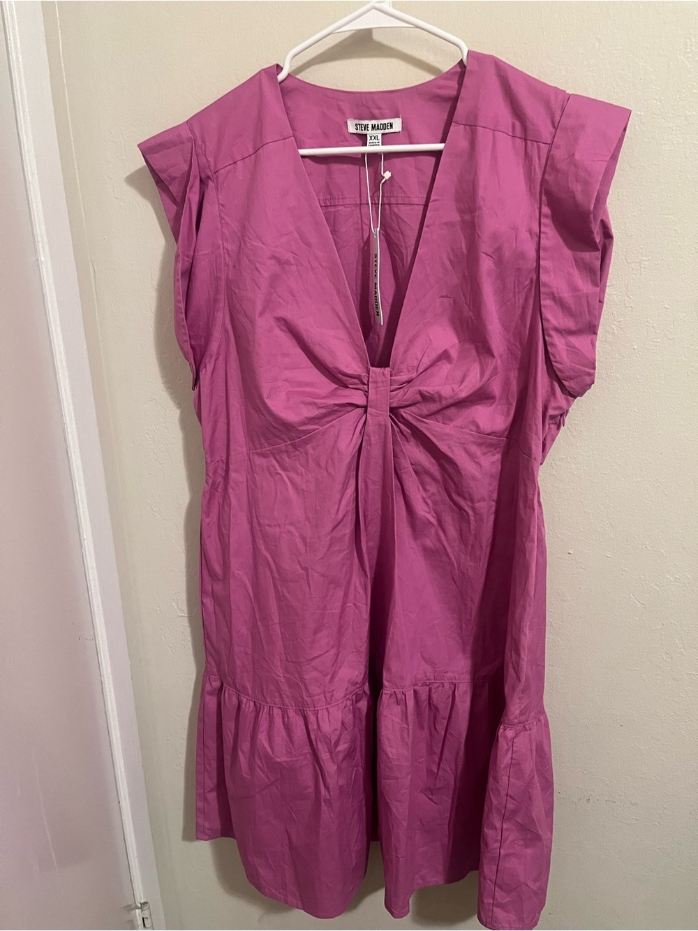 Steve Madden Fuchsia Knot-Front Midi Dress